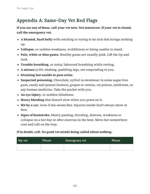 Same-Day Vet Red Flags fridge card
